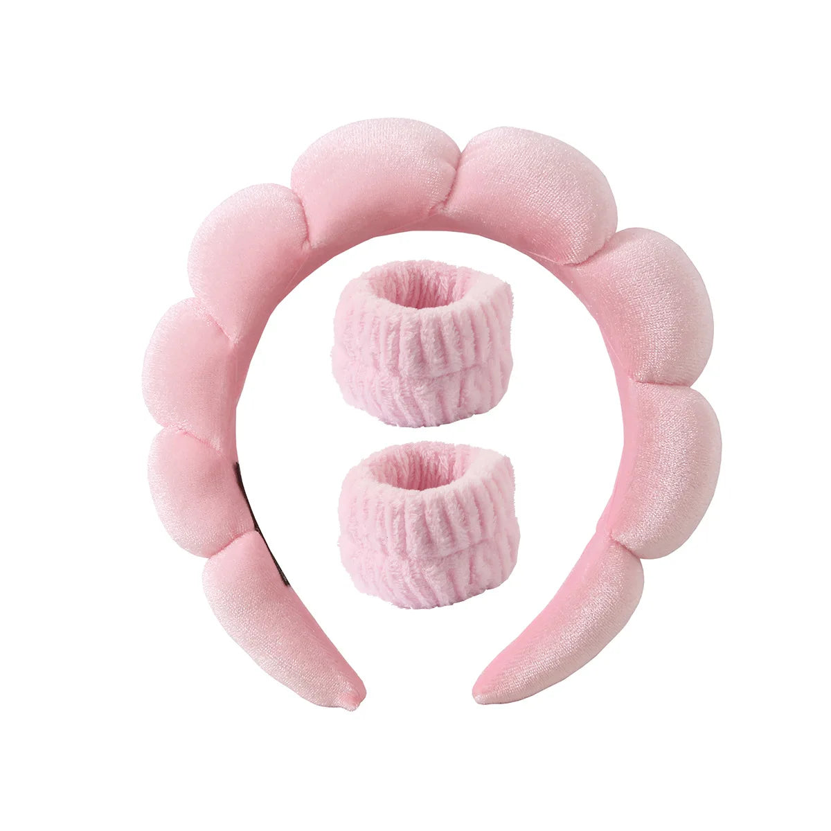 Sponge Spa Headband with Wristbands – Wide Padded Face Washing, Skin Care, Makeup Removal & Shower Headband for Women & Girls