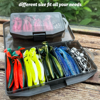 50PCS Metal Jig Fishing Lure Set – Soft & Sinking Swimbaits 3g–14g (5.5–10cm) Jigging Head Hooks in Tackle Box for Bass Fishing