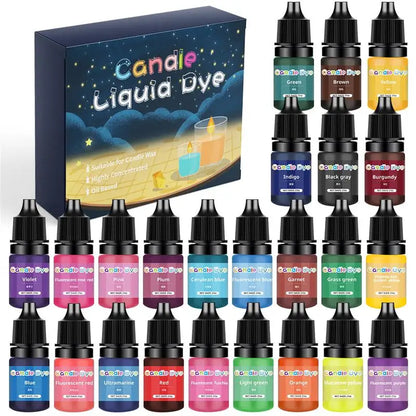 Candle Dyes Kit – Liquid Colorant Pigment Set for DIY Candle Making, Aromatherapy Soap, Soy Wax Dye & Mold Coloring Supplies