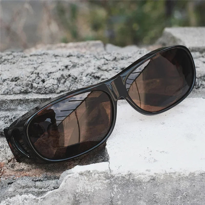 Polarized Fit-Over Sunglasses - Wrap Shield Goggles for Driving, Fishing & Sports, Includes Night Vision