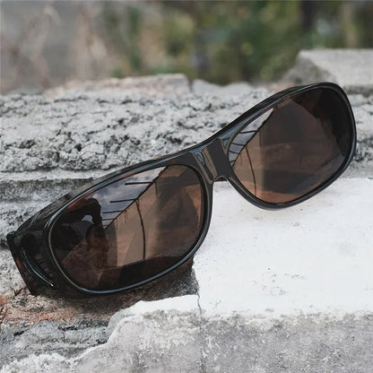 Polarized Fit-Over Sunglasses - Wrap Shield Goggles for Driving, Fishing & Sports, Includes Night Vision