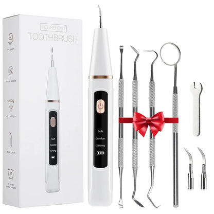 Ultrasonic Dental Scaler – Tartar Removal, Calculus Remover, Tooth Stain Cleaner with LED Light, Tooth Whitening Tools for Household Use