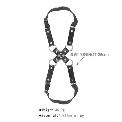 Gothic Punk X-Shape Black Leather Thigh Garter – Sexy Rock Leg Harness for Women & Girls