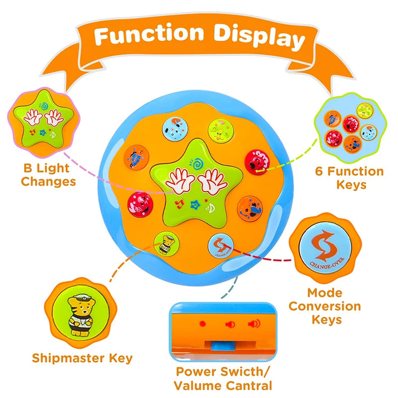 4-in-1 Baby Tummy Time Toy – Sea Animal Sensory Learning Toy with Lights, Music, and Projector for Infants and Toddlers