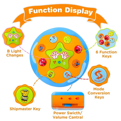 4-in-1 Baby Tummy Time Toy – Sea Animal Sensory Learning Toy with Lights, Music, and Projector for Infants and Toddlers