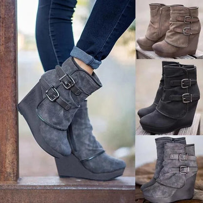 Women's Chunky Ankle Boots - Warm Retro Handmade Fashion Winter Boots
