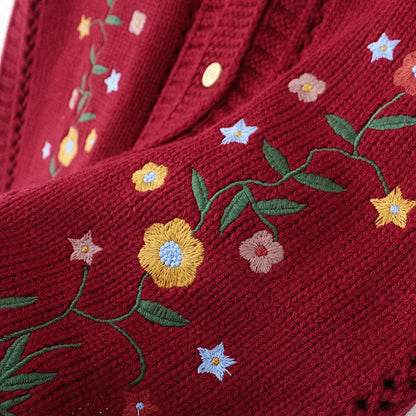 Plus Size Women's Embroidered Hollow Knit Sweater Vest – V-Neck Cardigan, Casual Autumn Fashion, E2 3023