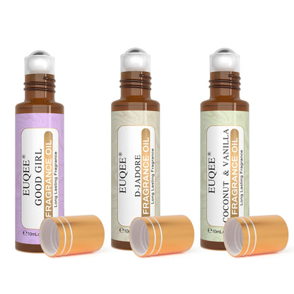 EUQEE 10ml Women's Roller Fragrance Oil - Coconut, Vanilla & Floral Aroma Scent Oil