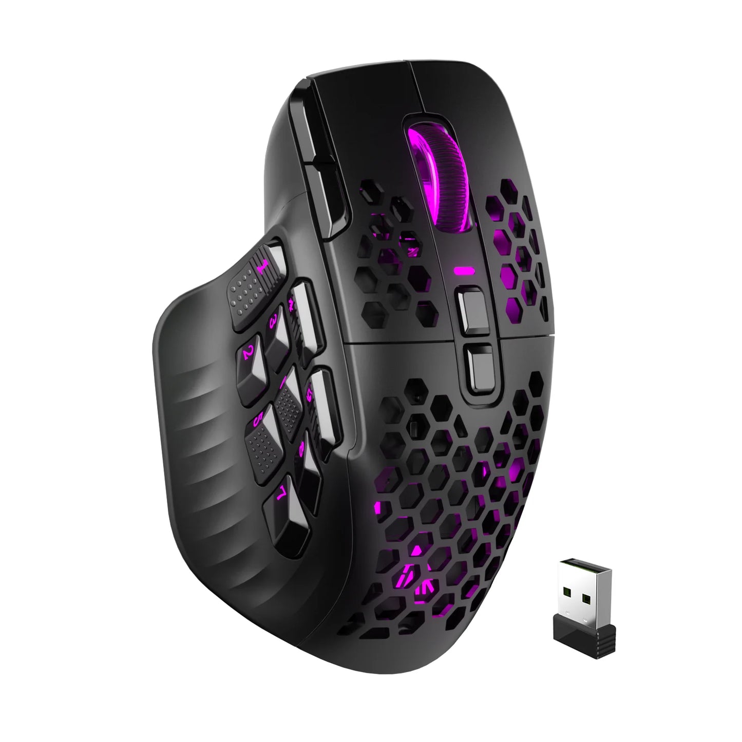 SOLAKAKA SM809 Pro MMO Gaming Mouse - 16-Button Wireless RGB Mouse with 24000 DPI & Programmable Macros