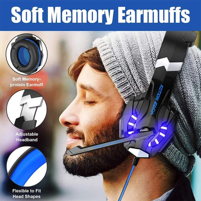 G9000 Gaming Headset Over-Ear Wired – Deep Bass Stereo LED Earphones with Mic for PS4, PS5, Switch, Xbox, PC