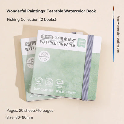 100% Cotton Mini Watercolor Paper Book – 300gsm Tearable Sketchbook Journal for Drawing & Painting