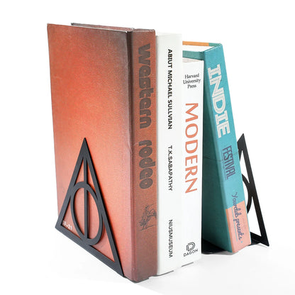 Triangle Metal Bookend – Heavy-Duty Iron Bookend for Desktop Organization, Home & Office Use