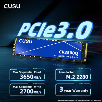 CUSU M.2 NVMe SSD – 256GB/512GB/1TB/2TB PCIe 3.0 x4 Internal Solid State Drive
