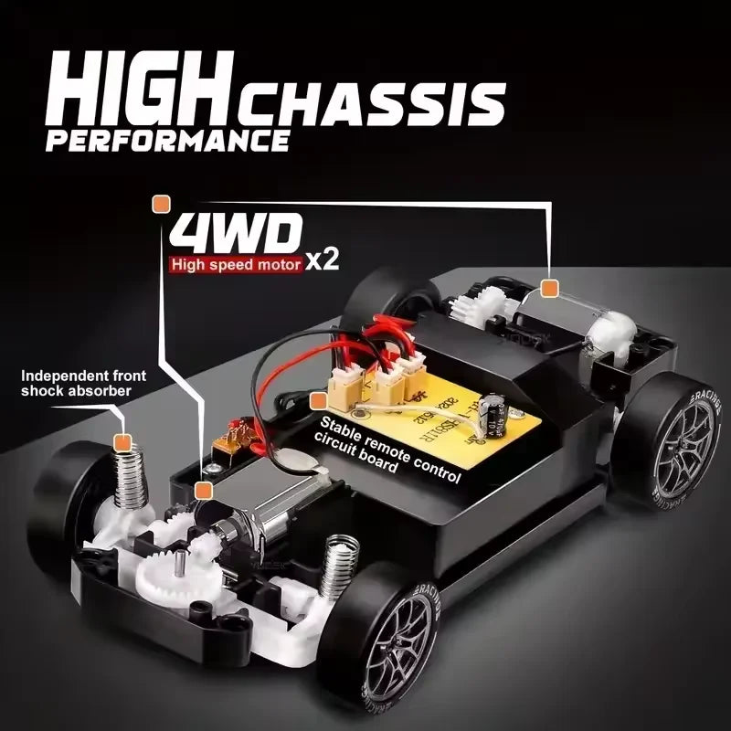 1:24 4WD RC Drift Car – High-Speed 20KM/H Remote Control Racing Toy with Turbo, 2-Speed & LED Lights for Kids & Adults