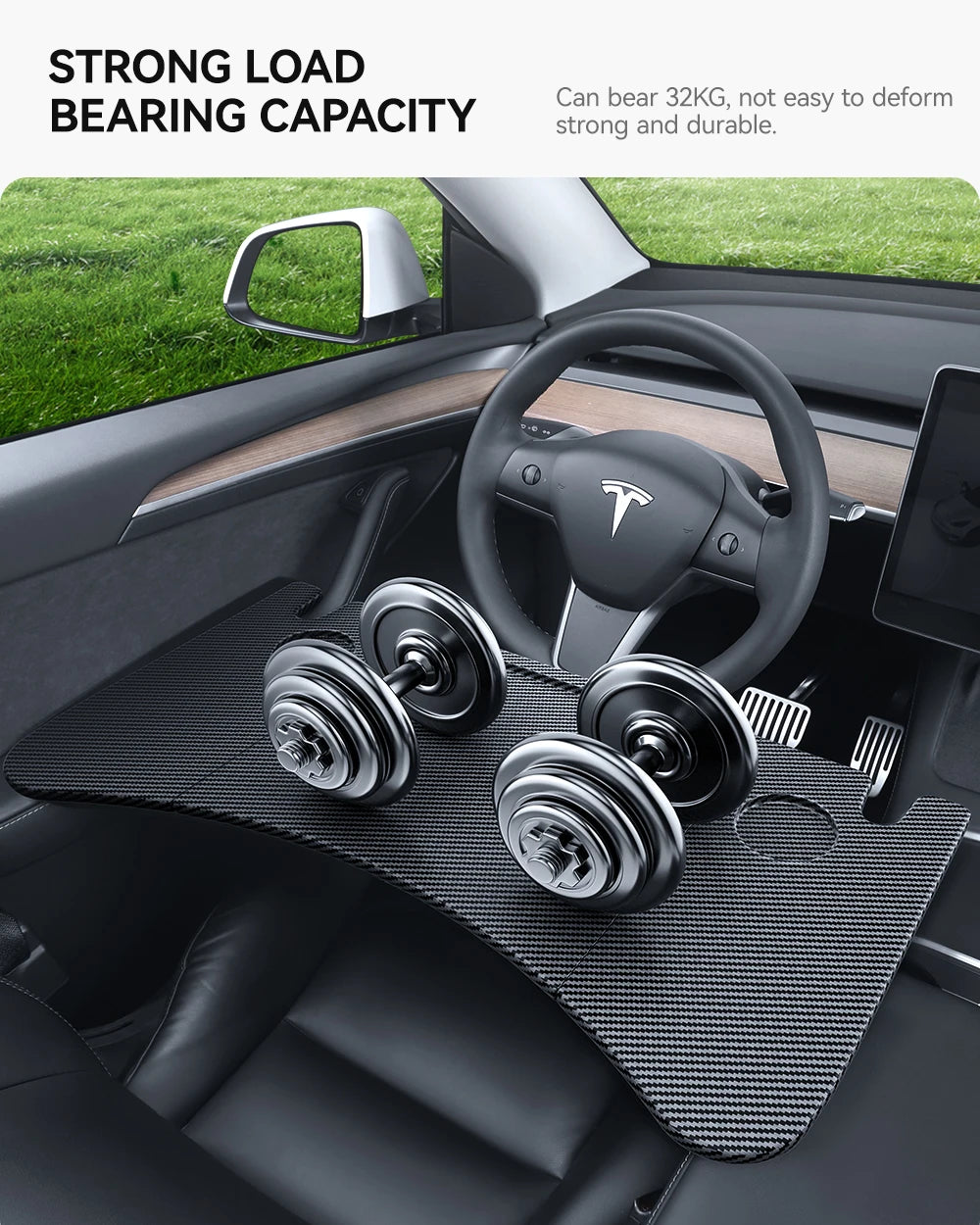 YZ Portable Steering Wheel Laptop Tray for Tesla Model 3/Y/X/S 2018-2025 – Travel Desk & Car Office Table Accessory