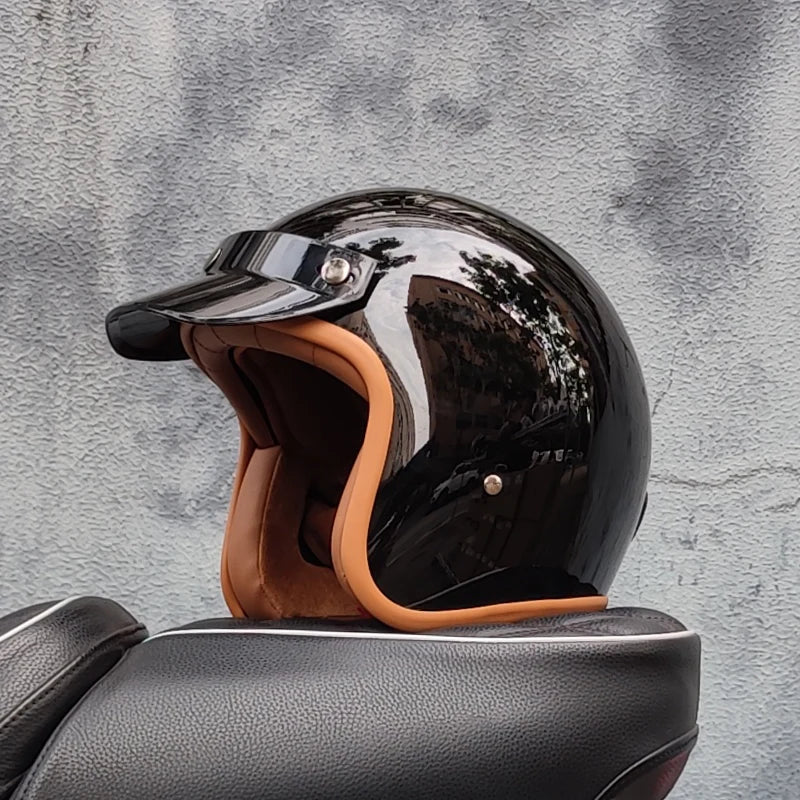 Retro 3/4 Semi-Open Motorcycle Helmet — Cross-Country Winter Riding Accessories