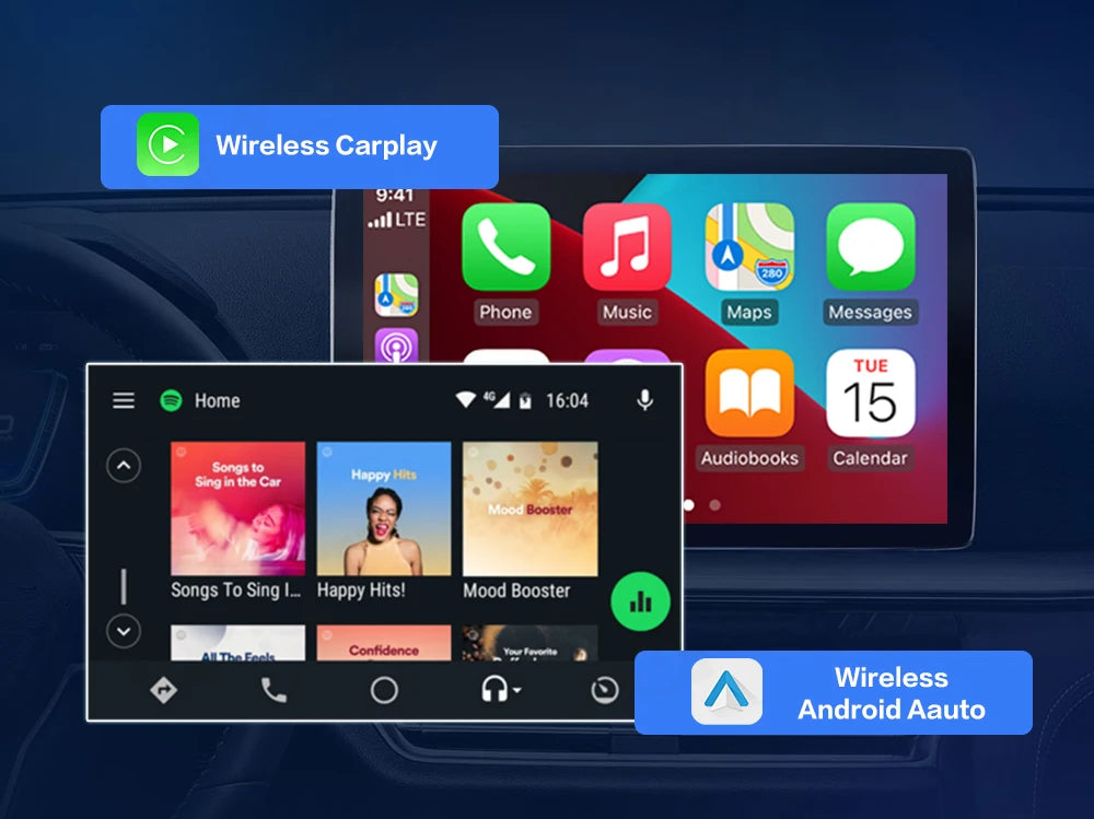 Wireless CarPlay Adapter – 2-in-1 Android Auto Smart Dongle for Volvo, Benz, Cadillac, Jeep, Lexus, Buick, Audi, Mazda, VW, Kia