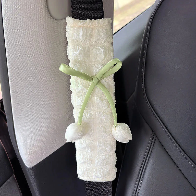 Tulip Car Seat Belt Shoulder Covers - 2PCS Universal Comfort & Decorative Safety Belt Pads