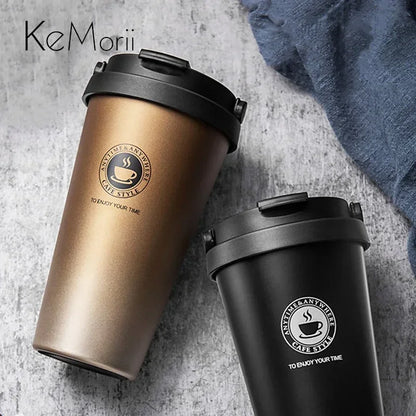 500ml Insulated Travel Coffee Cup – Double Wall Leak-Proof Thermos Mug, Vacuum Stainless Steel Tea Tumbler with Lid and Handle