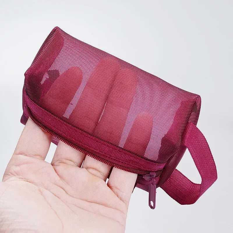 Dark Series Vintage Nylon Mesh Coin Purse – Large Capacity Key, Lipstick, Earphone & Card Organizer Pouch