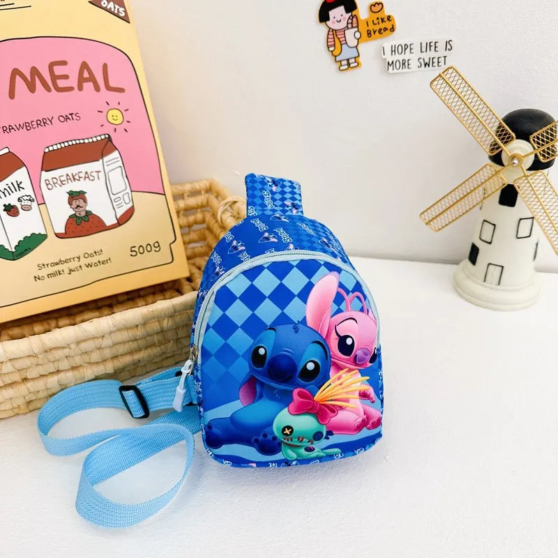 Disney Cartoon Stitch Kids Chest Bag – Cute Crossbody Waist Pouch with Zipper, Coin Purse & Gift for Children