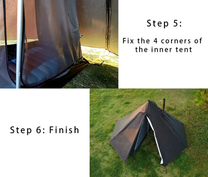 Camping Hot Tent with Chimney Window - Ultralight Tipi Teepee Pyramid, Double Layer Bushcraft Tent for 1 Person