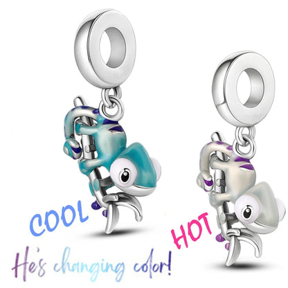 Chameleon Luminous Firefly & Butterfly Silver-Plated Charms - 925 Silver for DIY Bracelet Jewelry Making