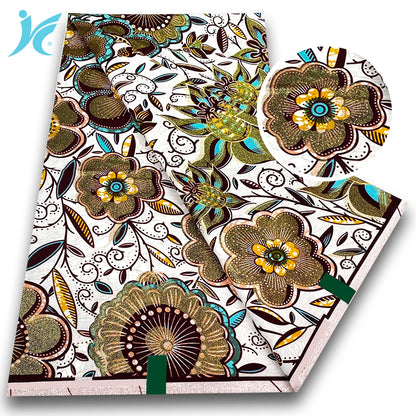 African Golden Glitter Wax Fabric - Soft Ankara Pagne Batik Gold Print Material for Women