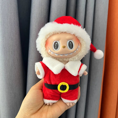 17cm Labubu Santa Christmas Outfit Set for Gen1–3 Vinyl Dolls – Festive Costume & Accessories