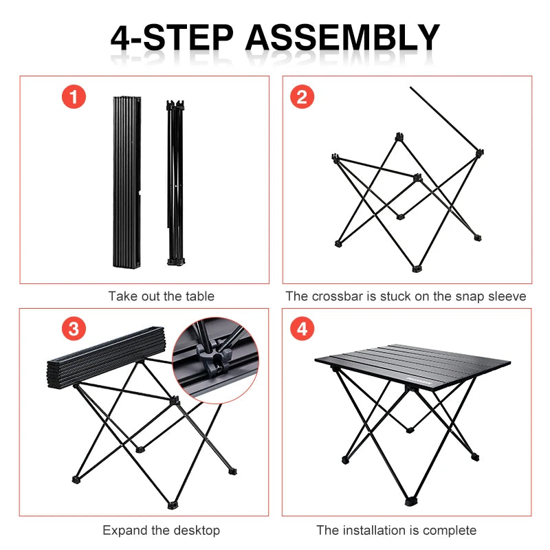 PACOONE Portable Camping Table – Ultralight, Foldable Aluminium Desk for Hiking, BBQ & Picnic