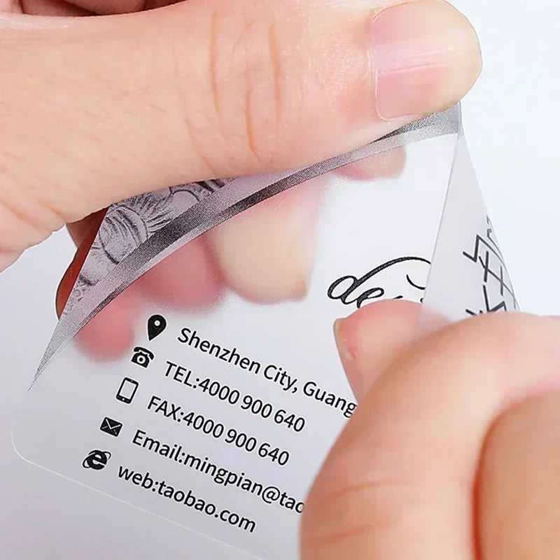100/200/500 PCS Transparent PVC Business Cards – Custom Logo, Colorful Printing, Personalized Thank You Cards 0.38mm