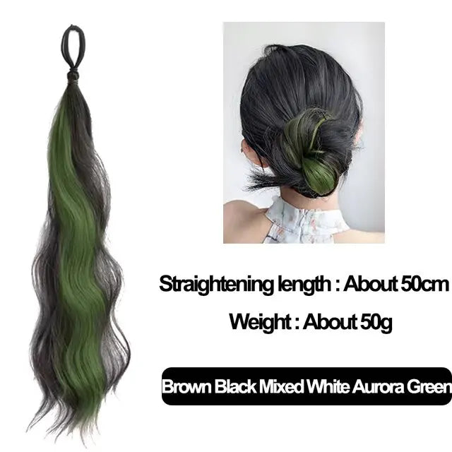 50cm Synthetic Self-Winding Ball Head Wig Hair Bundle – Highlight DIY Bun for Women, Volume-Boosting Bud Hair Extension