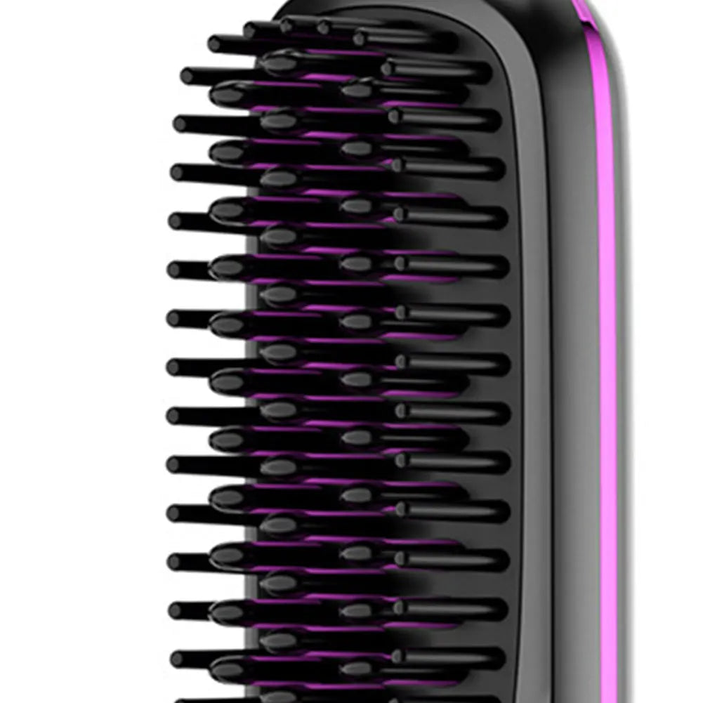 Cordless Hair Straightener Brush – Anti-Scald Electric Hot Comb with 3 Temperature Settings
