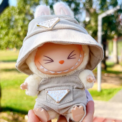 New Corduroy Doll Clothing Set for 17cm Labubu – Hat, Clothes & Shoes | DIY Accessories & Party Toy Gifts