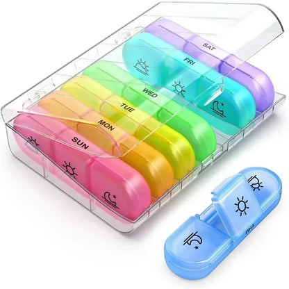Weekly 7-Day Pill Organizer Box – Portable Medicine & Tablet Storage with Secret Compartments for Travel