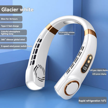 2024 Portable USB Halterneck Silent Bladeless Mini Fan – Handheld Multi-Function Electric Cooler
