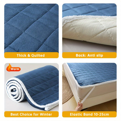 Queen Size Milk Velvet Mattress Pad – Soft Breathable Quilted Mattress Protector Cover
