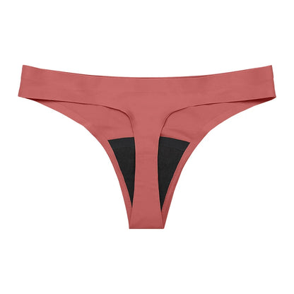 New Design Seamless Low Waist Leak-Proof Menstrual Thong Panties – 4 Layer Washable, Light Flow Period Underwear for Women