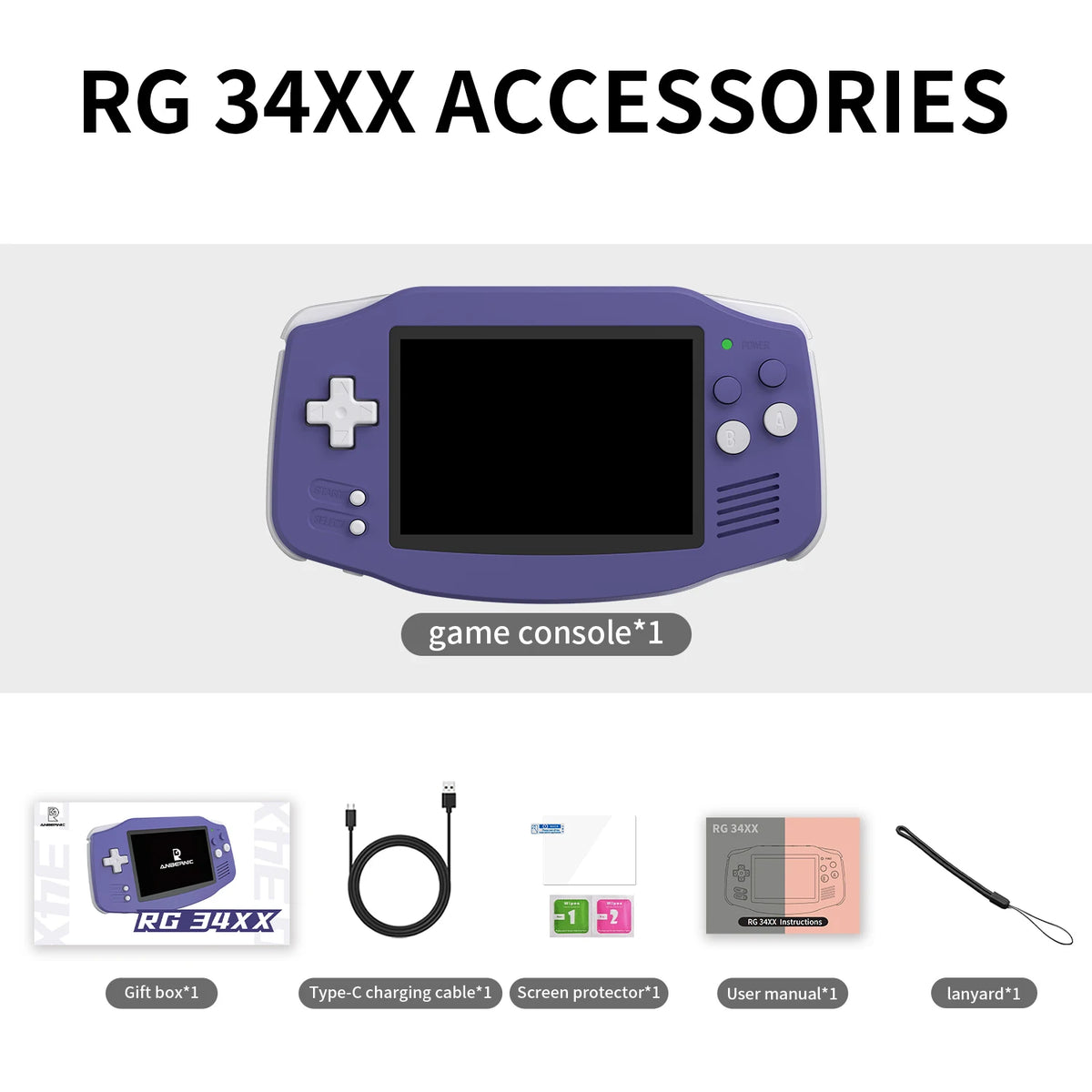 ANBERNIC RG34XX Retro Handheld Game Console - 3.4" IPS Screen Linux Gaming System with HDMI Output