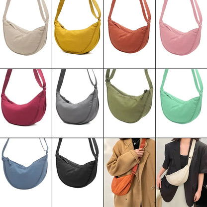 Women’s Nylon Hobo Shoulder Bag - Large-Capacity Half-Moon Crossbody Messenger Bag for Travel and Everyday Use