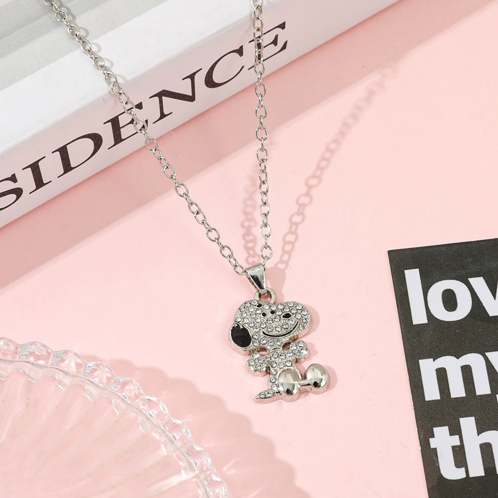 Snoopy Zircon Necklace - Cute Cartoon Dog Pendant Couple Jewelry for Valentine's Day Gifts