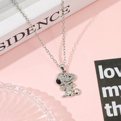 Snoopy Zircon Necklace - Cute Cartoon Dog Pendant Couple Jewelry for Valentine's Day Gifts