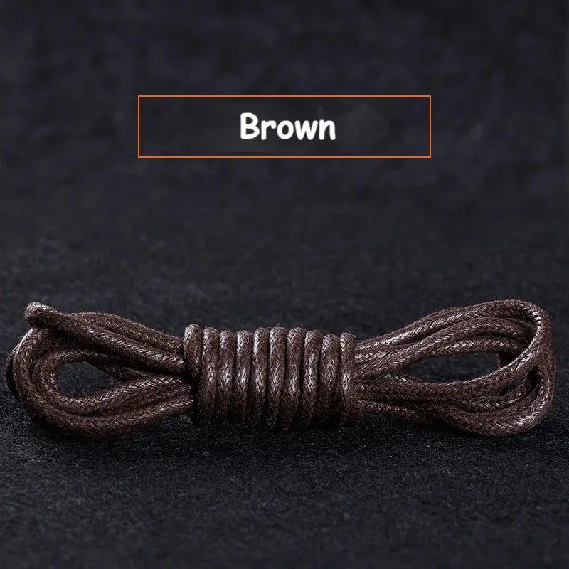 Cotton Waxed Shoe Laces - Round Leather Style Waterproof Replacement Laces for Oxford Shoes & Boots