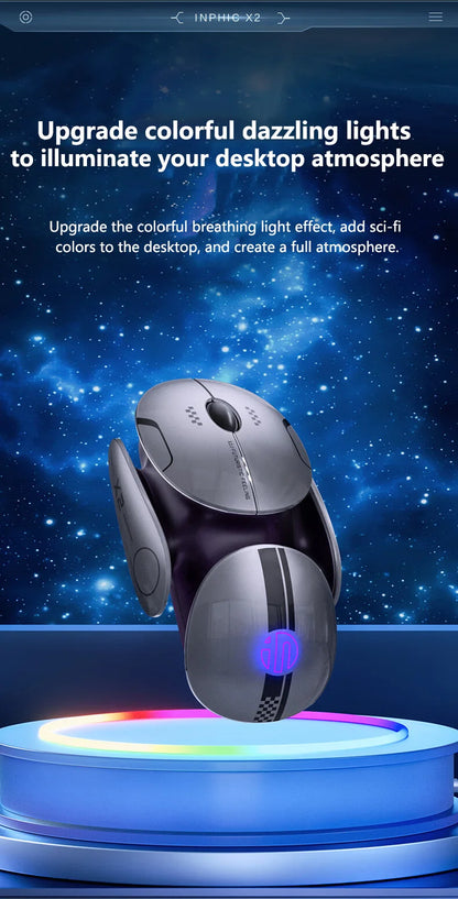 Inphic X2 Silent Bluetooth Mouse – Rechargeable Wireless Gaming & Office Mouse with Metal Base for Computer & Laptop