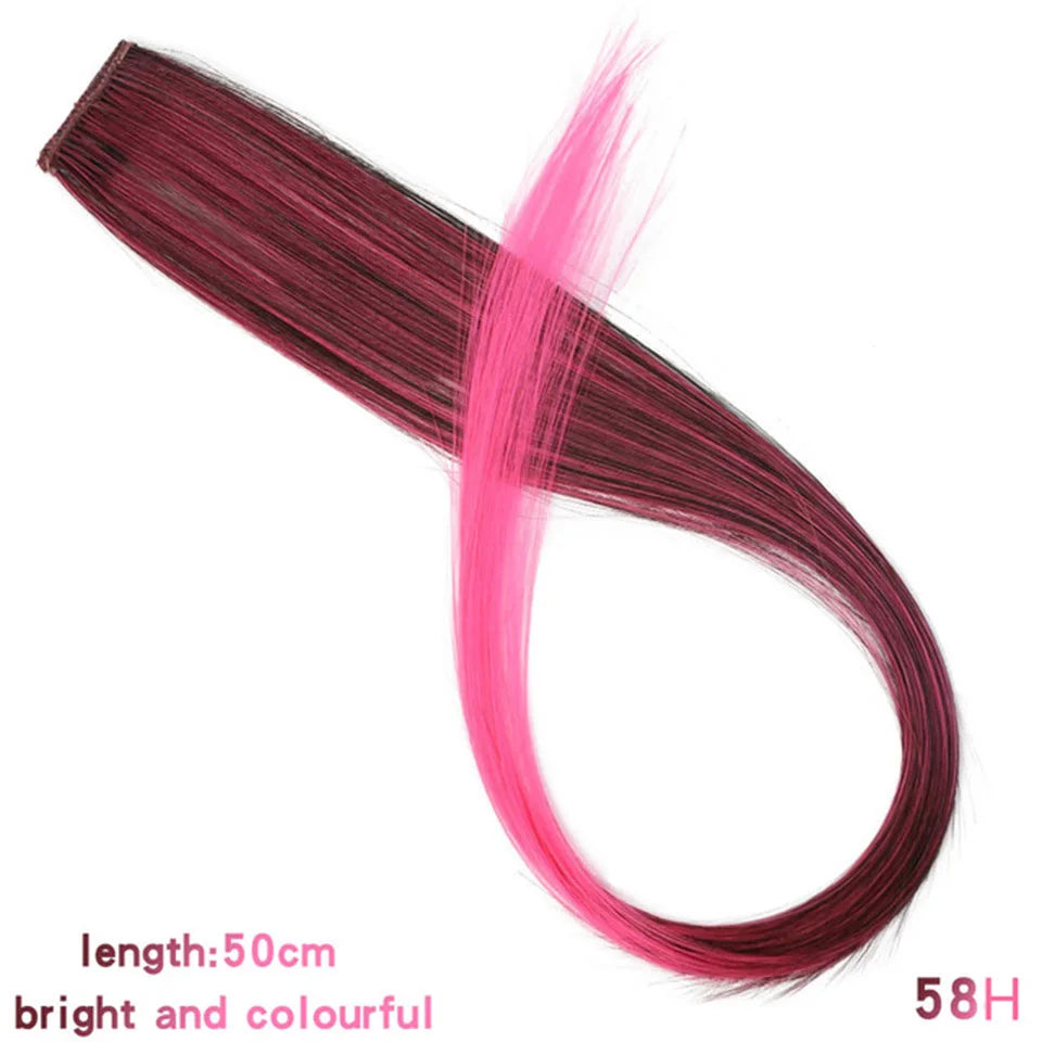 HUAYA 18" Synthetic Clip-In Colorful Curly Hair Extension – Ombre Pink Purple Red Blue Hair Piece