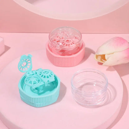 Portable Rotatable Contact Lens Cleaner Case – Manual Cleaning & Storage Container, Plastic Eyewear Accessories Holder for Travel