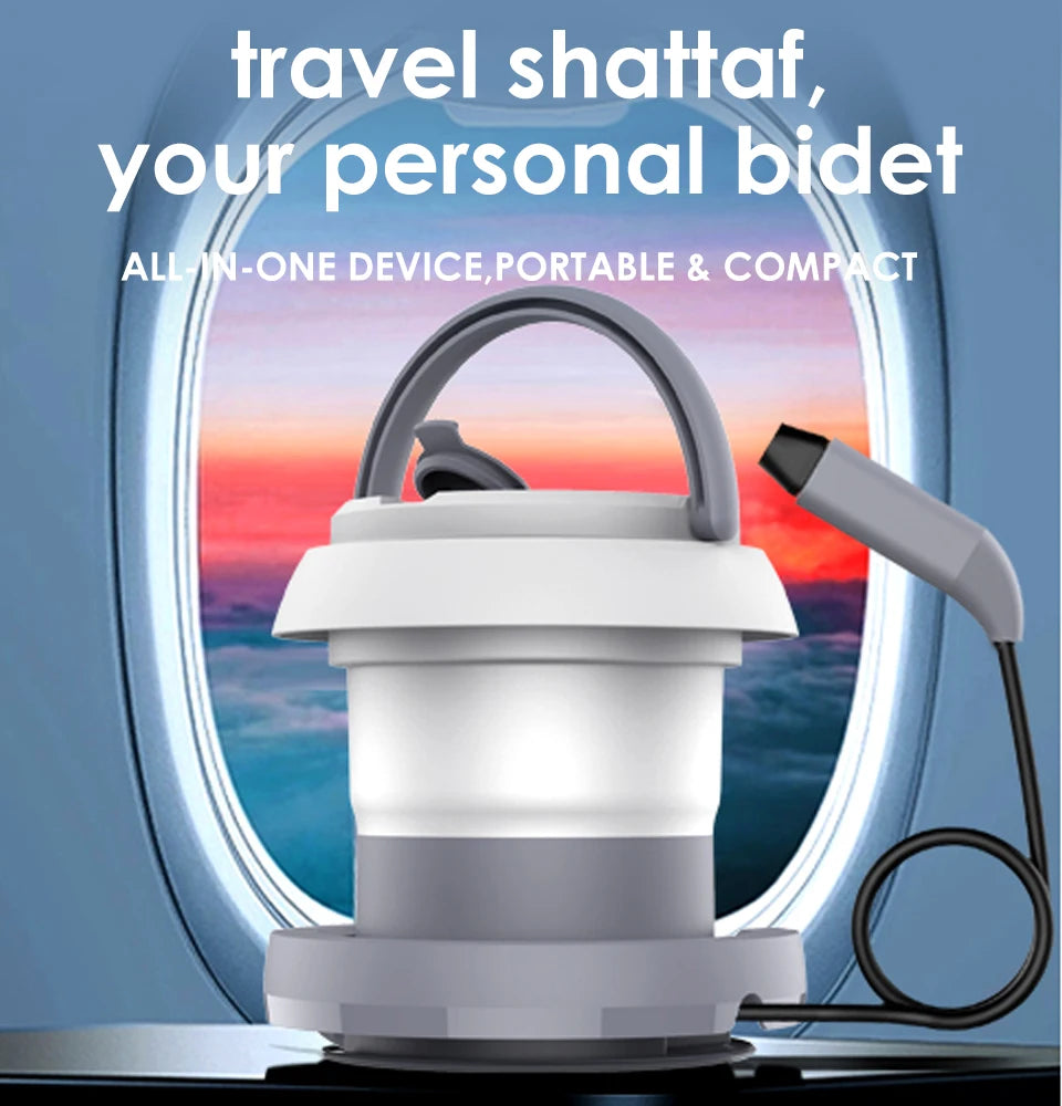 WOWER Portable Foldable Bidet – 1L Travel Toilet Sprayer with Light for Camping & Hiking