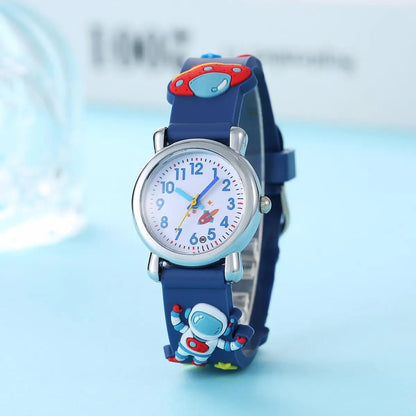 Kids’ Cartoon Astronaut UFO Quartz Watch - Fun Space-Themed Wristwatch for Students and Children