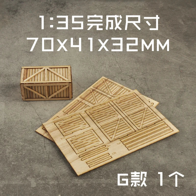 1:35 Scale Miniature Wooden Box & Tray – DIY Diorama Model Kit for Sand Table and Scene Layout