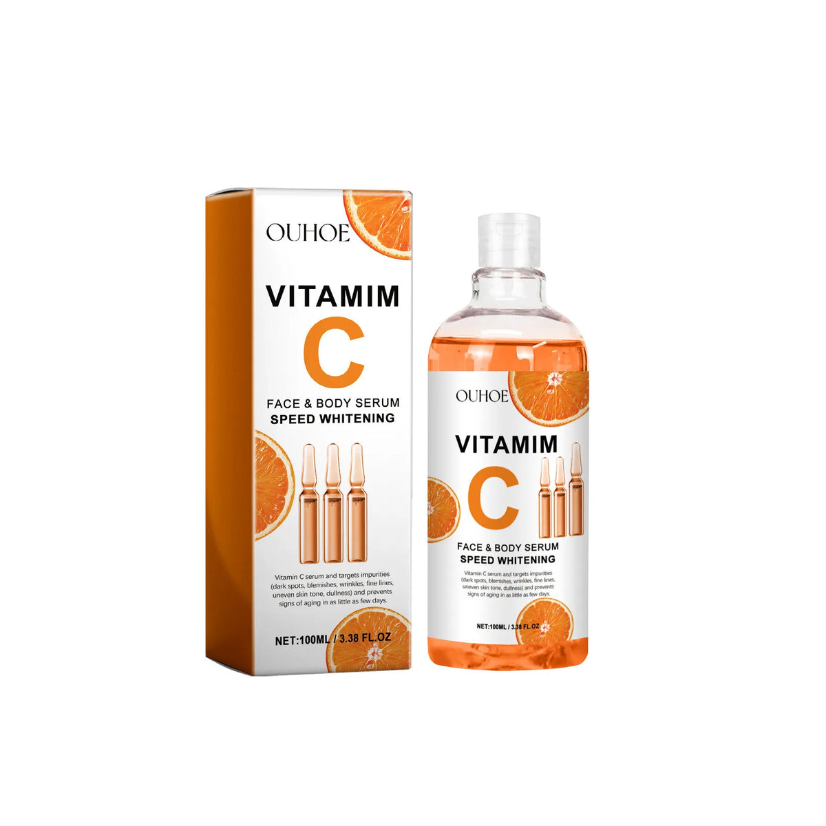 Hyaluronic Acid & Vitamin C Facial Serum – AHA Brightening, Dark Spot Care, Pore Care & Hydrating Skin Repair Treatment